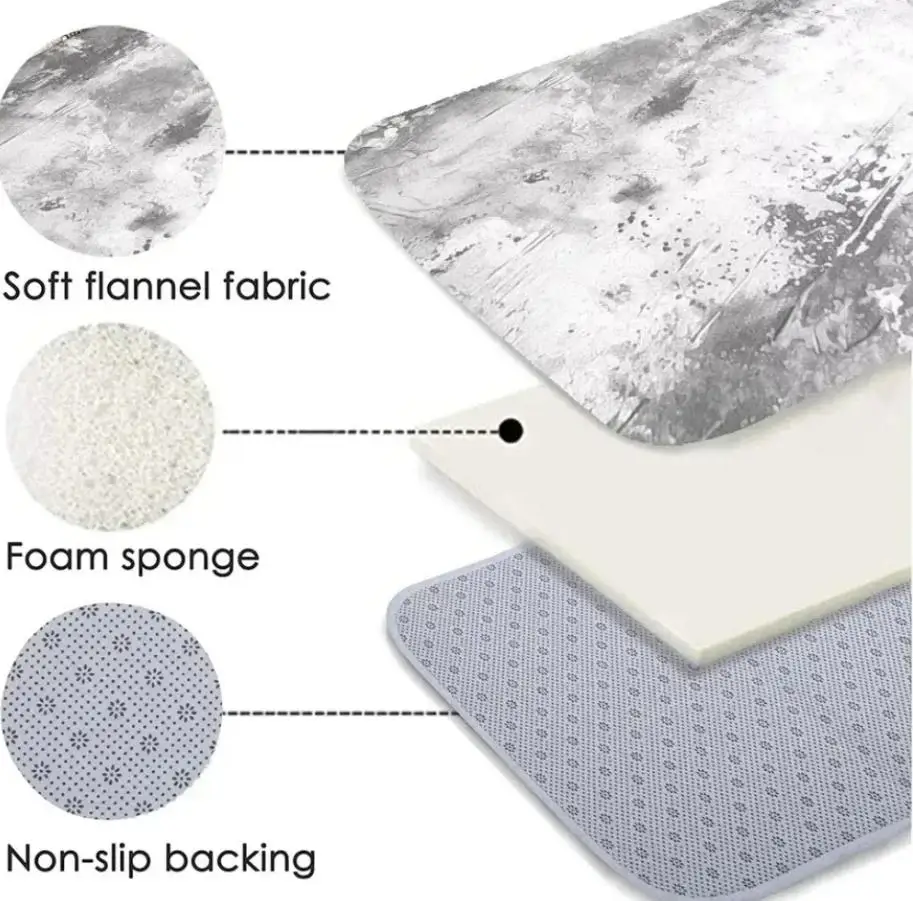 Tapis de bain blanc avec motif bleu vintage – Image 4